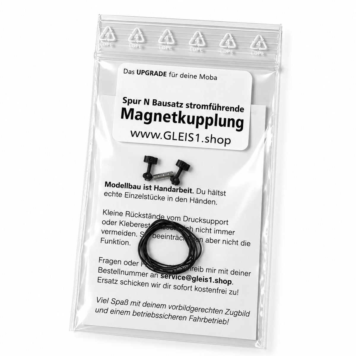Verpackung MULTI Bausatz stromführende Magnetkupplung mit Kabeln Litze Magnete Spur N für alte Kupplungsaufnahmen Minitrix Trix Roco Fleischmann Arnold MFTrain Kato Tomix
