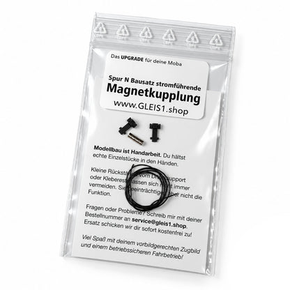 Verpackung NEM Bausatz stromführende Magnetkupplung mit Kabeln Litze Magnete Spur N